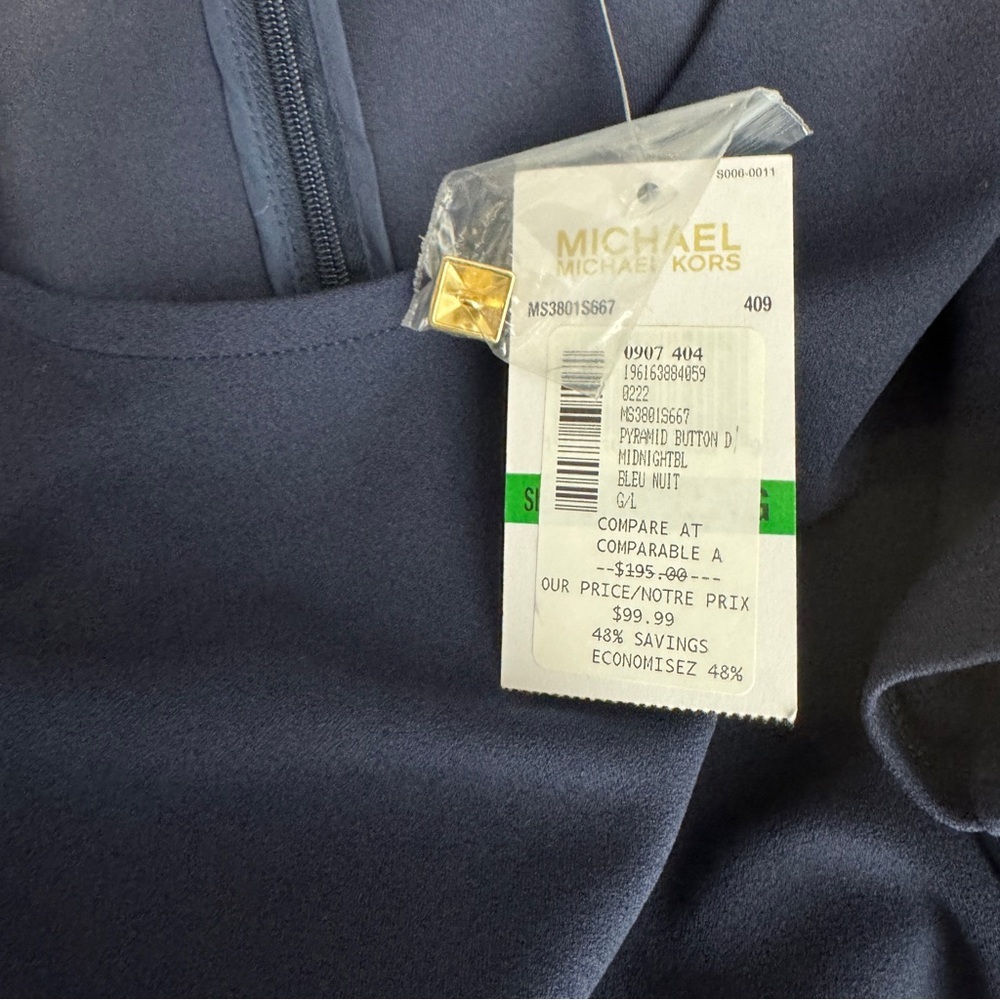 NWT MICHAEL Michael Kors Women's Pyramid-Button Slit Dress Size L - Picture 5 of 7